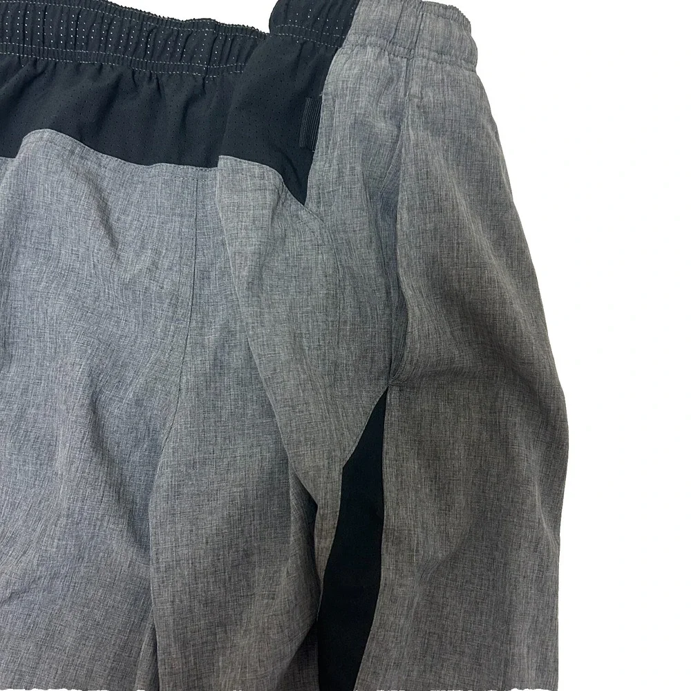 Nike Running Short‎ Mens L Gray Logo Swoosh Slash Pockets Drawstring Polyester